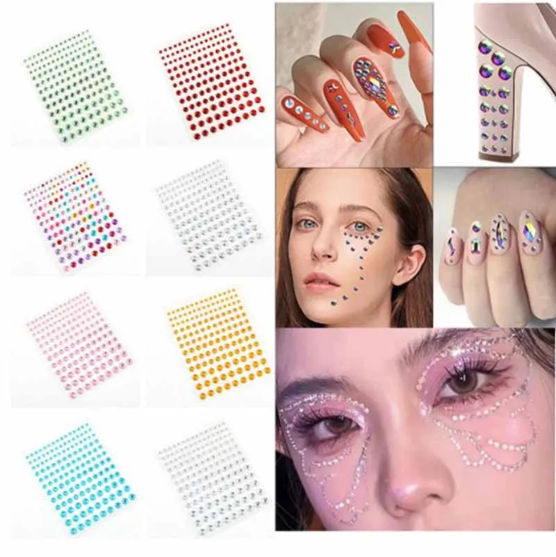 

Diamond Glue-free Eyebrow Sticker Acrylic Gems Temporary Tattoo Face Sticker Festival Party Makeup Decoration Jewelry Nail Decal