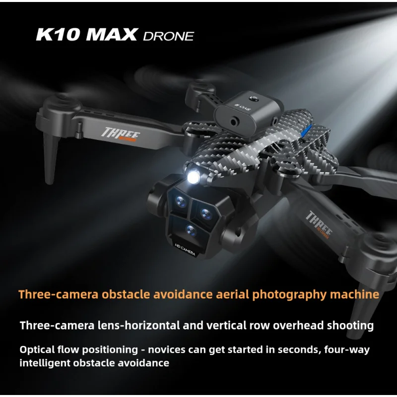 Фото Новый дрон с камерой K10MAX HD с 4-направленным предотвращением препятствий, позиционированием оптического потока, складными квадрокоптерами №1