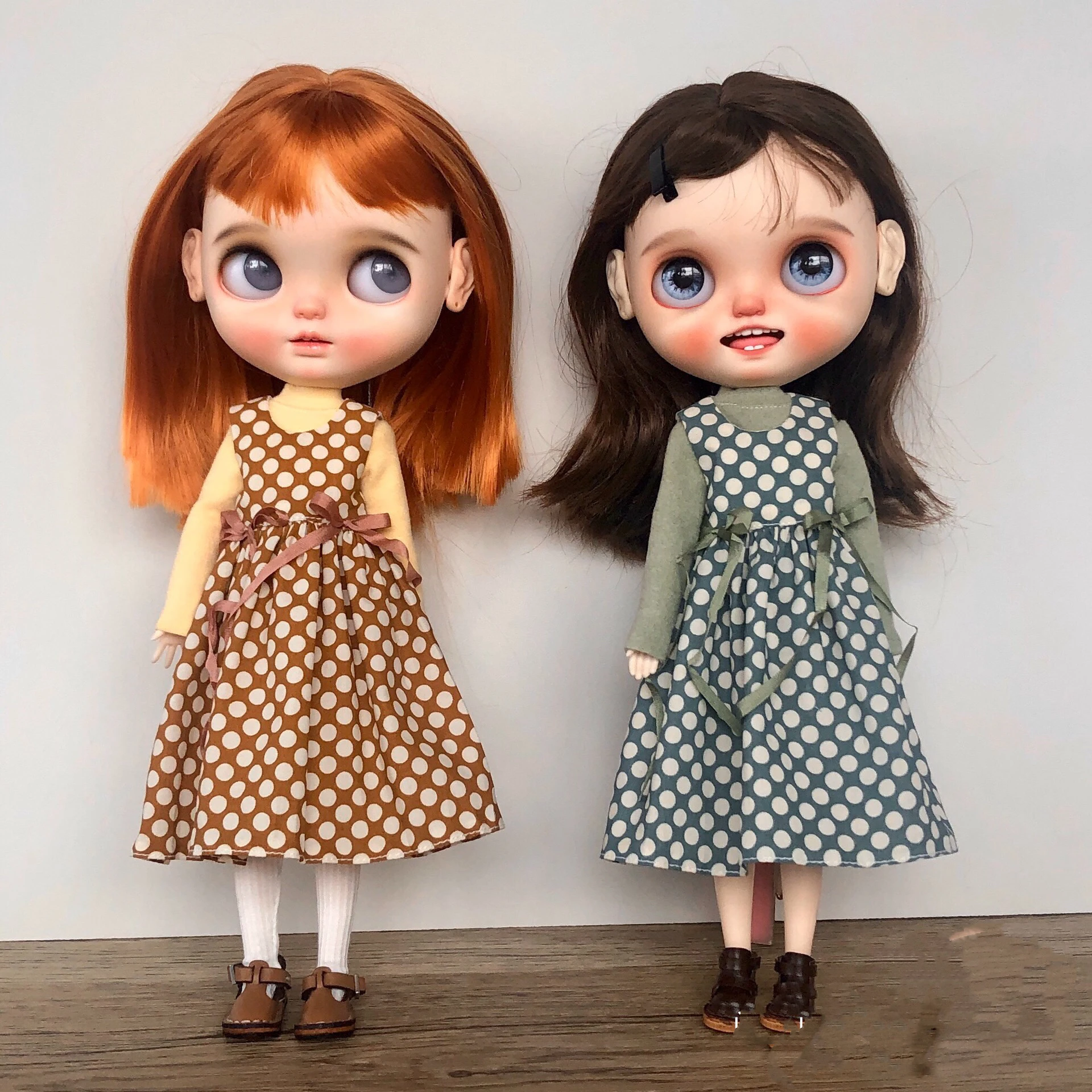 

BJD Blythe Clothes Polka dot long skirt sweater dress (Fit Pullip,Ob24, Licca、qbaby、ICY, JerryB, 1/6 Doll)