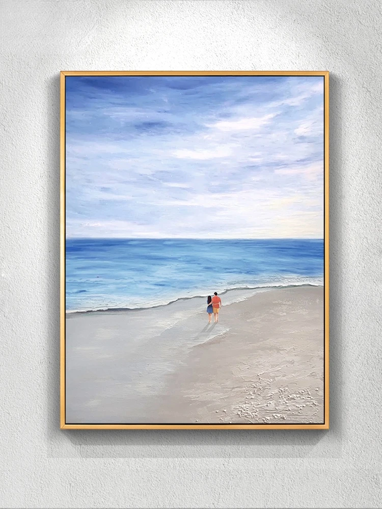 

Hand-painted Oil Painting Canvas Sea Scenery Modern Minimalist Living Room Scenery Mural Frameless