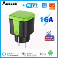 aubess smart socket eu 16a ac100 240v wifi smart plug power outlet alexa google home voice control for tuya smart life app