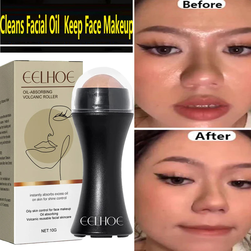 

Volcanic Stone Oil Absorbing Ball Portable Refreshing Oil Control Pore Cleaning Oil Blotting Stick Reusable Face Skin Care Tool