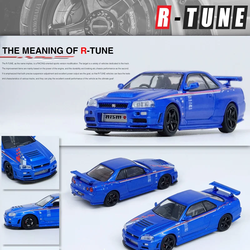 

INNO bay blue 1:64 Nissan R34 SKYLINE NISMO R-TUNE R1 GT-R alloy car model