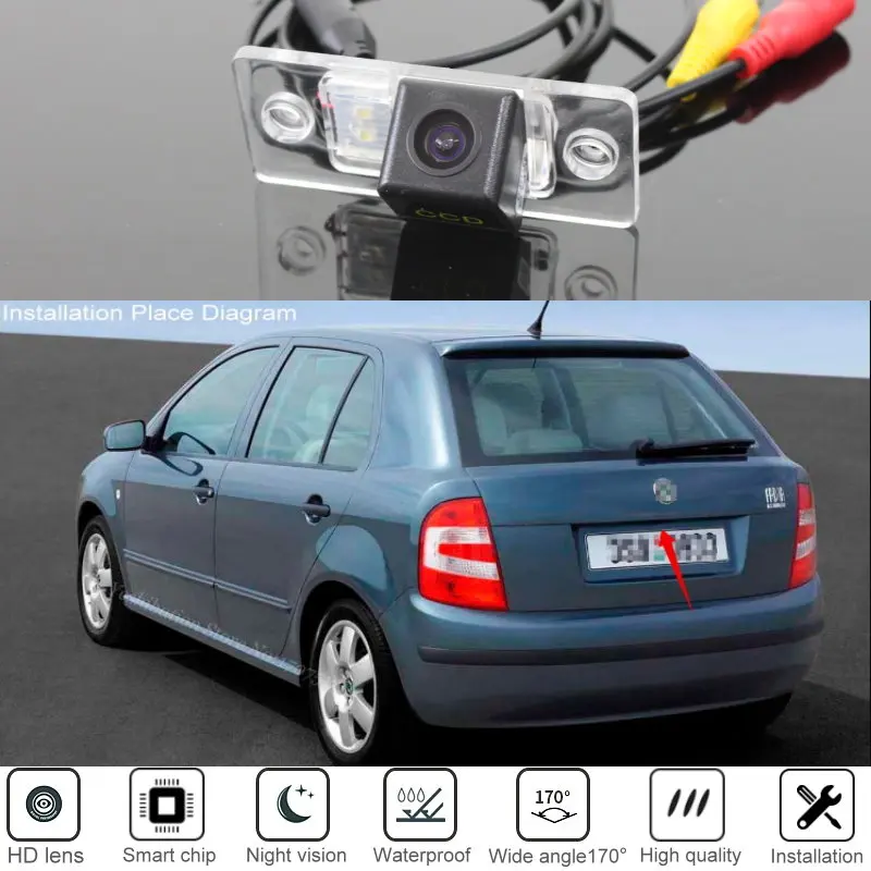 Фото Камера заднего вида Yeshibation для Skoda Yeti Fabia 6Y 5J MG MK1 MK2 2000 ~ 2015 HD CCD камера ночного видения резервная парковочная камера №1