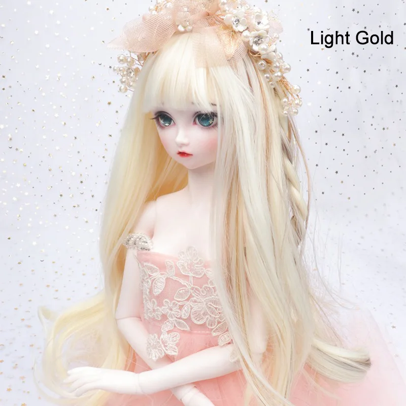 

Doll Wig for 1/3 & 1/4 & 1/6 BJD/SD Doll Soft Silk Long Curly Hair with Bangs Change Dress Up Play House Girl Toy Accessories