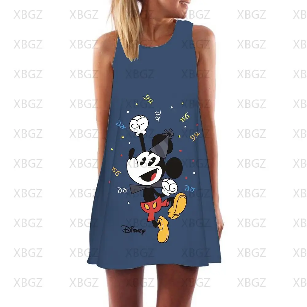 Women's Summer Dress Boho Party Dresses Mickey 2022 Sleeveless Beach Minnie Mouse Woman 3D Print Elegant Disney Y2k Loose Luxury