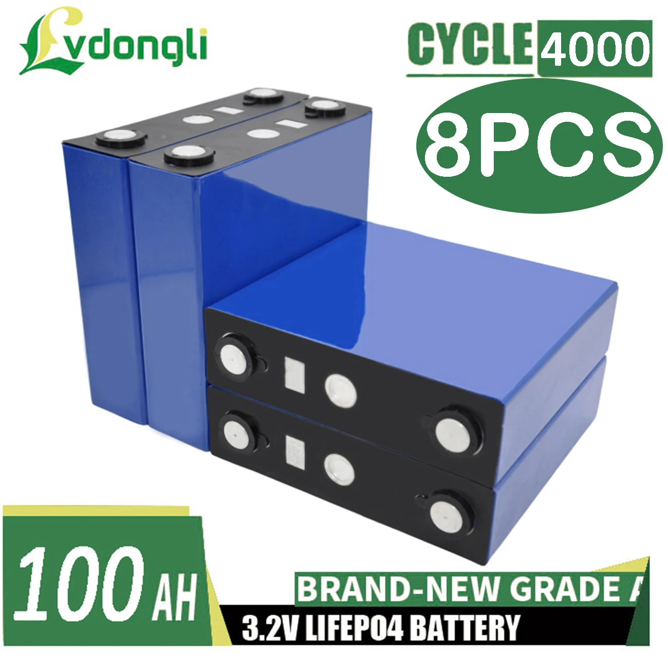 

AC 3.2V 100Ah Lifepo4 Battery Rechargeable Lithium Iron Phosphate for Boat Golf Cart RV EV Forklift
