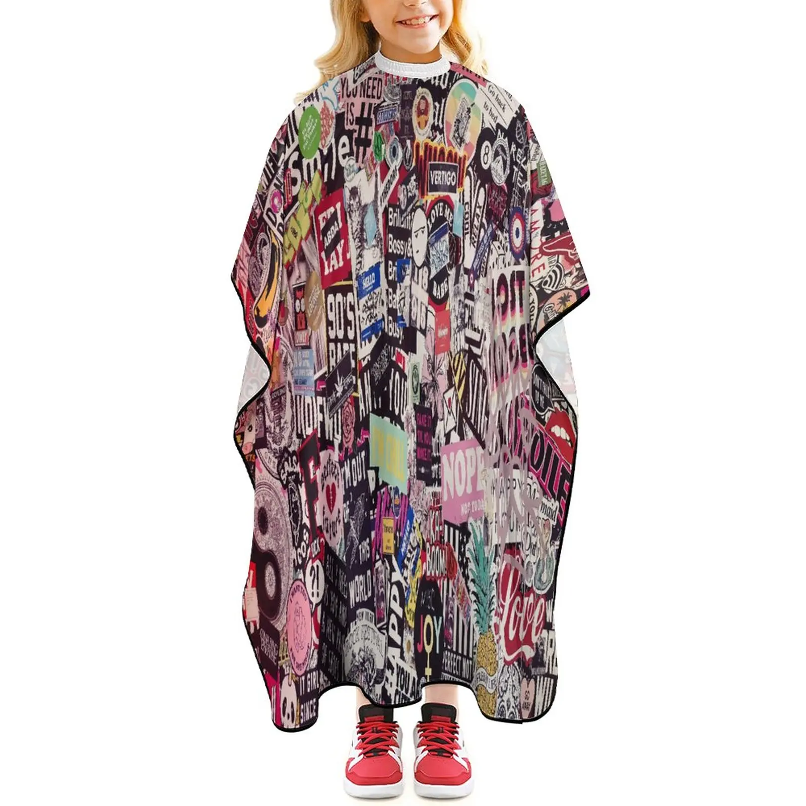 

Kids Haircut Cape Waterproof Barber Cape Cover Hair Cutting Cape Apron for Boys Girls with Adjustable Closure Sticker Newspaper