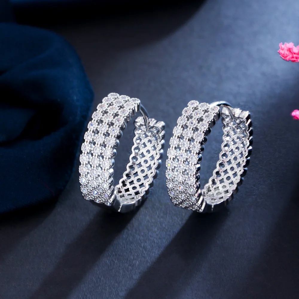 

Trendy Bright Round Cubic Zircon Pave Yellow Gold Color Circle Zircon Hoop Earrings Jewelry for Women