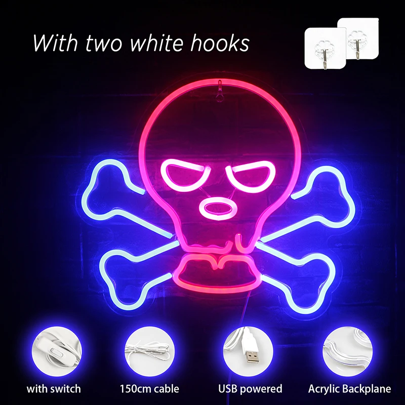 Wanxing LED Neon Light Poisonous USB With Switch Funny Wall Art Neon Sign For Bar Club Party Halloween Xmas Home Room Decor