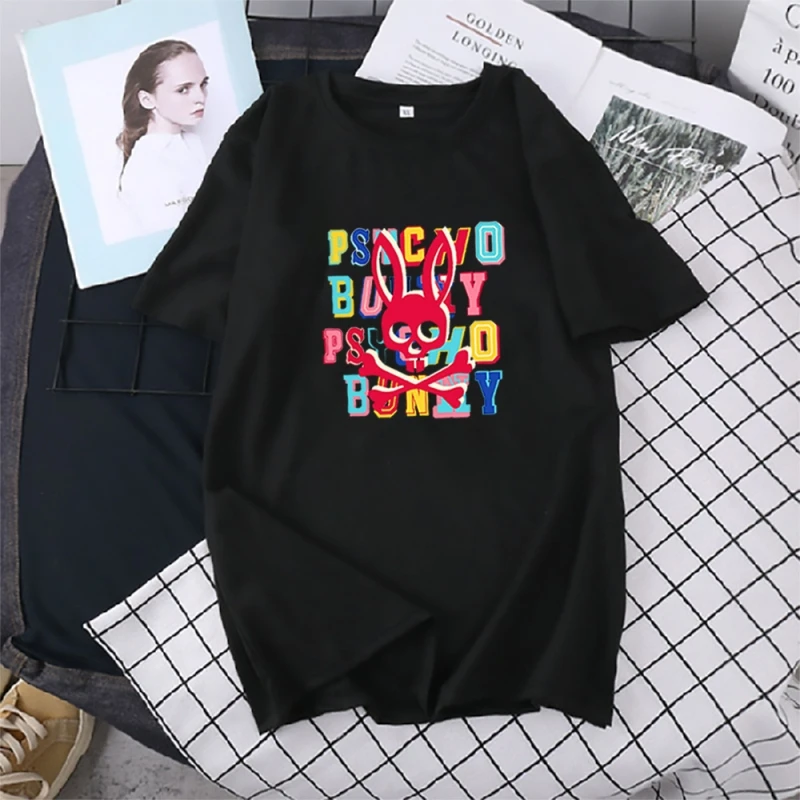 

Colourful Skull Print T-Shirt Y2k Clothes Female Summer Short Sleeve Tops Black White T Shirt Streetwear Clothing Women's Blouse
