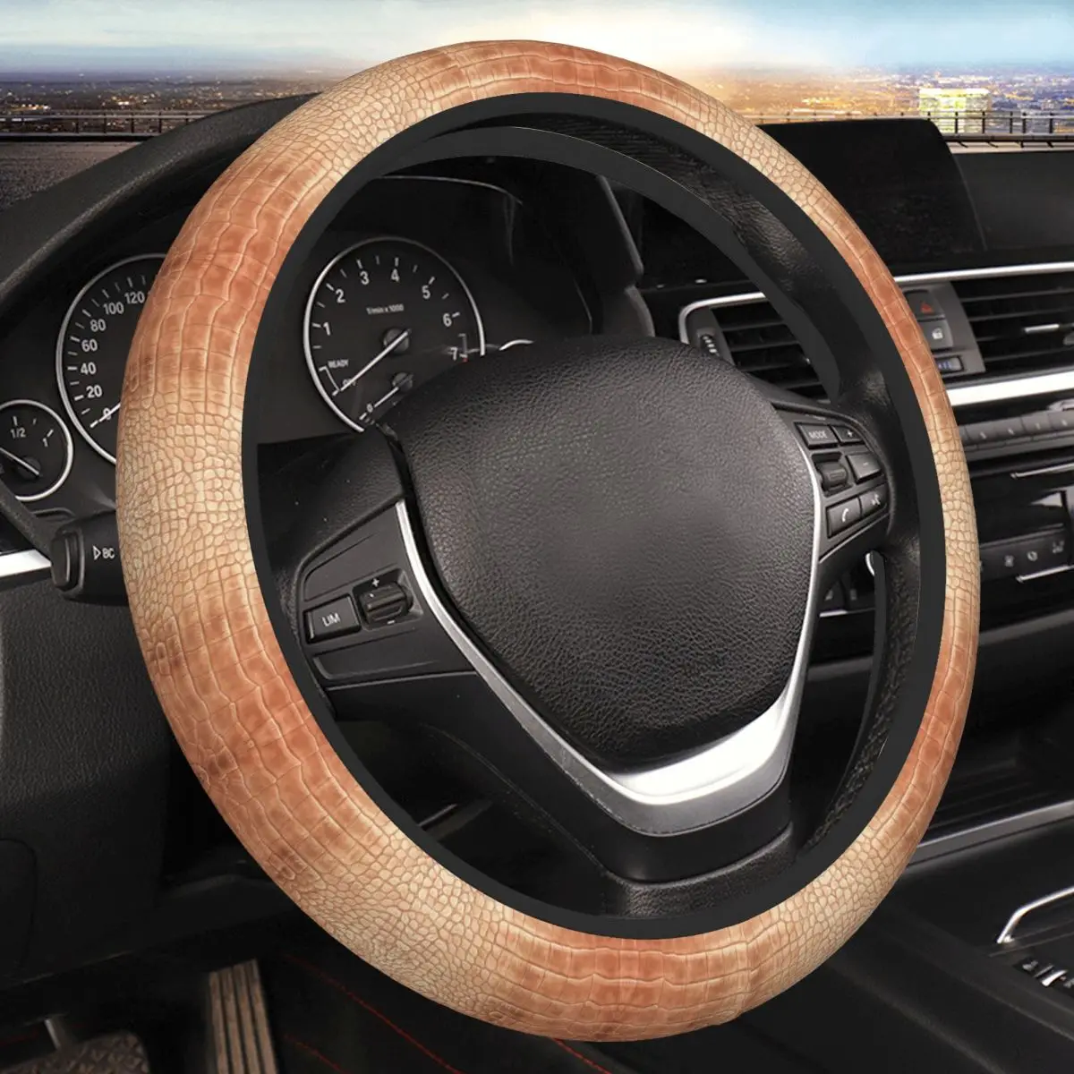 

CROCODILE LEATHER Thickening Car Steering Wheel Cover 38cm Universal Suitable Car-styling Car Accessories