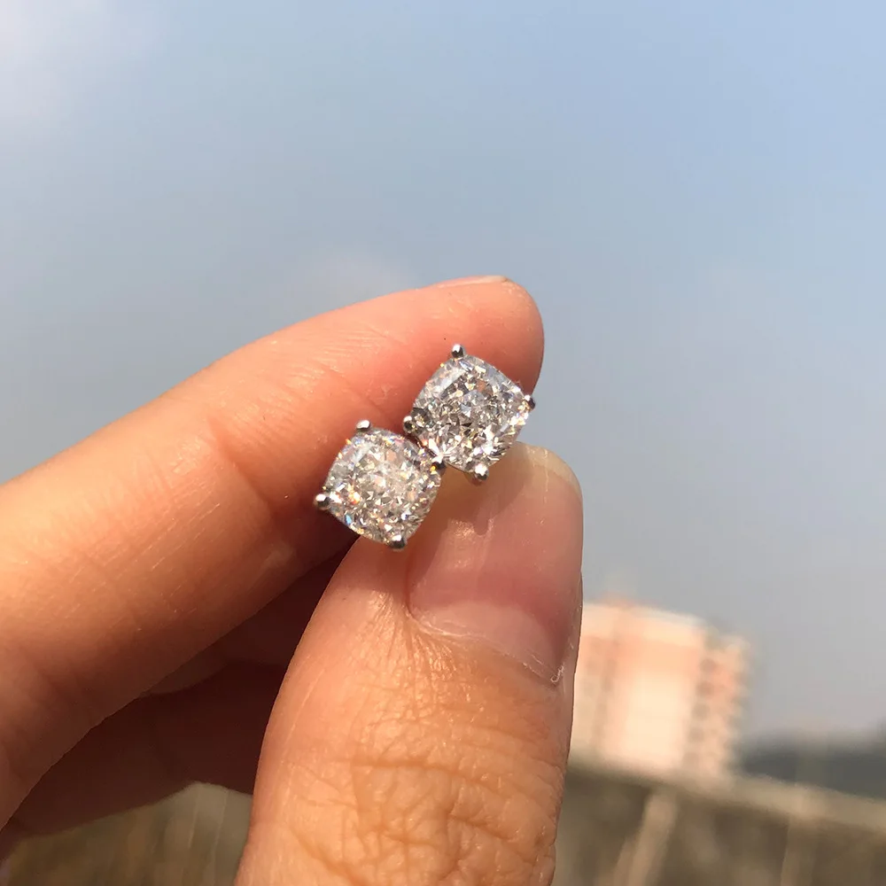 Серьги-гвоздики женские из искусственного муассанита 6 мм | Украшения и