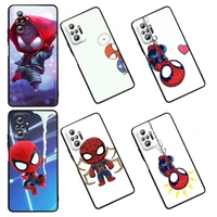 cute spiderman for xiaomi redmi 10 k50 k50g 9 9a 9t 9c 9at 8 8a 7a 6 6a 5 4x s2 2022 5g pro gaming plus black phone case capa