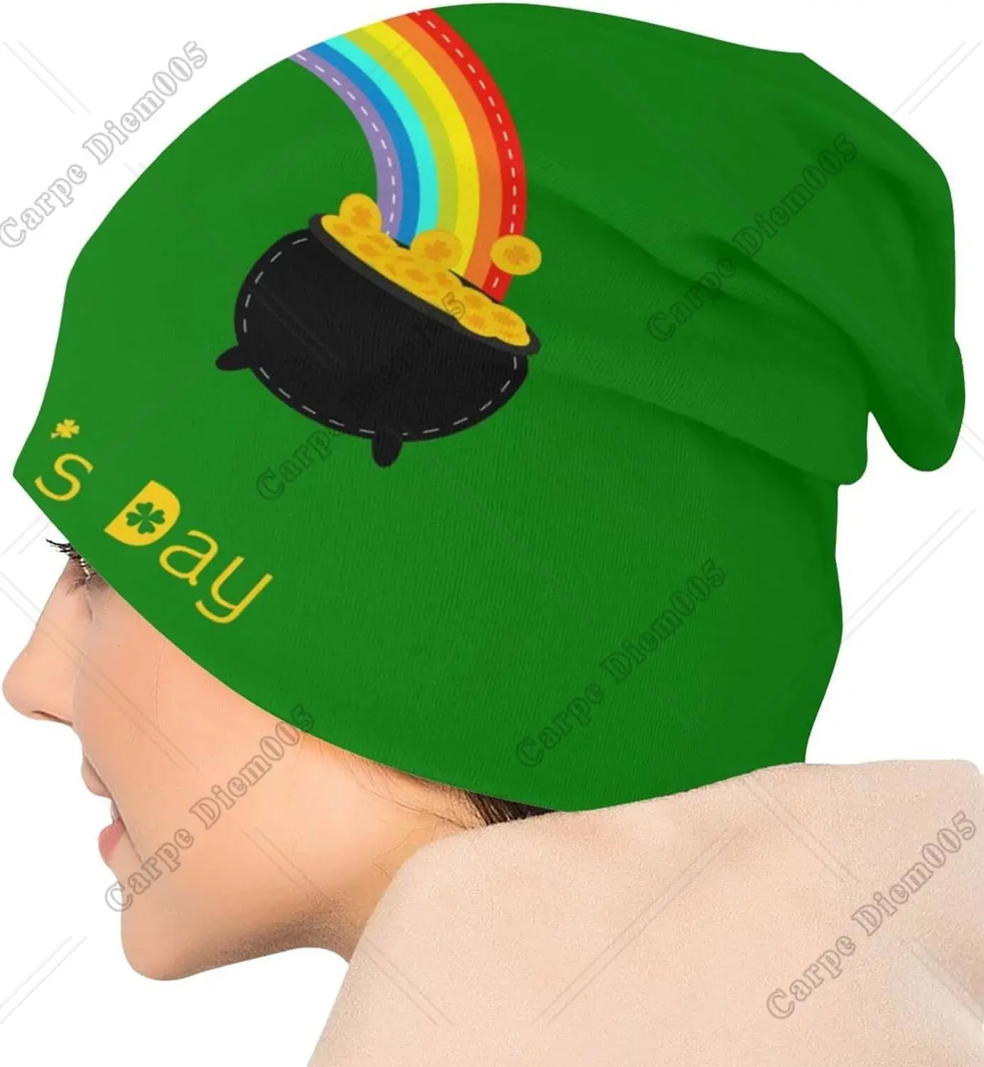 Шапка-бини в стиле Св. Патрика для мужчин и женщин Теплый головной убор с радужным