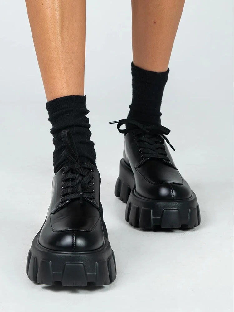 Большие размеры 40-46 Британские женские оксфорды Wingtip массивная платформа панк