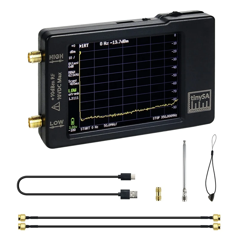 HOT-Tinysa Spectrum Analyzer, Handheld RF Spectrum Analyzer 2.8 Inch Display Built-In Battery, ESD Protect Function