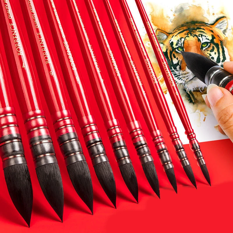 Professional High Quality Watercolor Brush Squirrel Nylon Hair Brush Pen Calligraphy Round Point Hand Painting Art Supplies