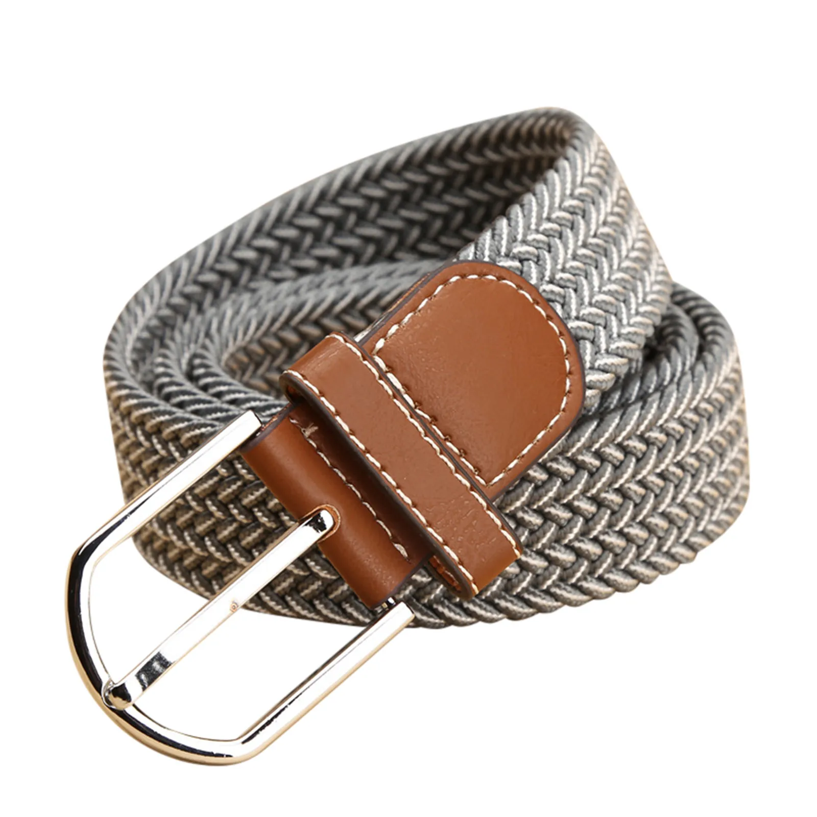 Casual Knitted Woven Military Tactical Strap Waistband Stretch Canvas Leather Belts For Men Female Elastic Belt For Pants Jeans