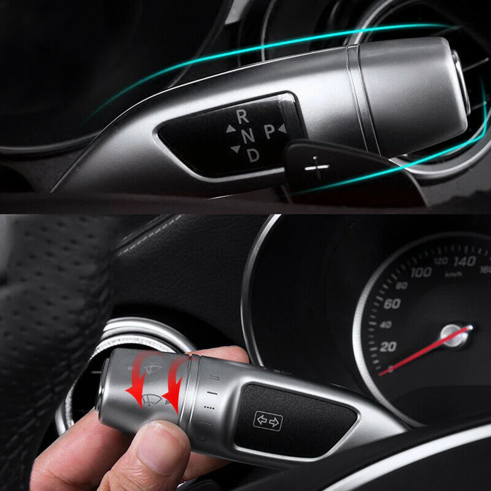 

Decorations Shift Lever Cover ABS Silver Wiper Shift Lever Car Chrome Shift Lever Cover Cruise Cover For Mercedes Durable