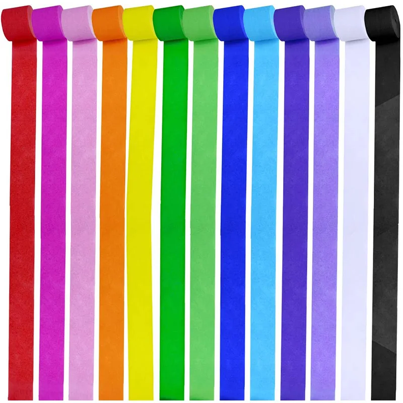 

Party Streamers Backdrop Decorations Crepe Paper Rainbow Streamers for Birthday Christmas(13 Rolls)