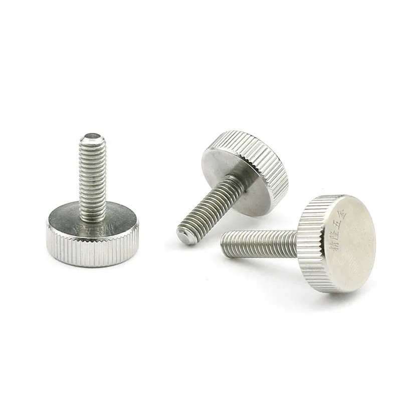 

1Pcs M5 M6*L=8-35mm GB835 304 Stainless Steel Knurl Flat Head Hand Tighten Curtain Wall Glass Thumb Screws Bolts
