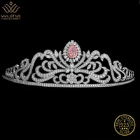 wuiha 18k white gold plated fancy intense pink created d moissanite headdress for women 925 sterling silver jewelry dropshipping