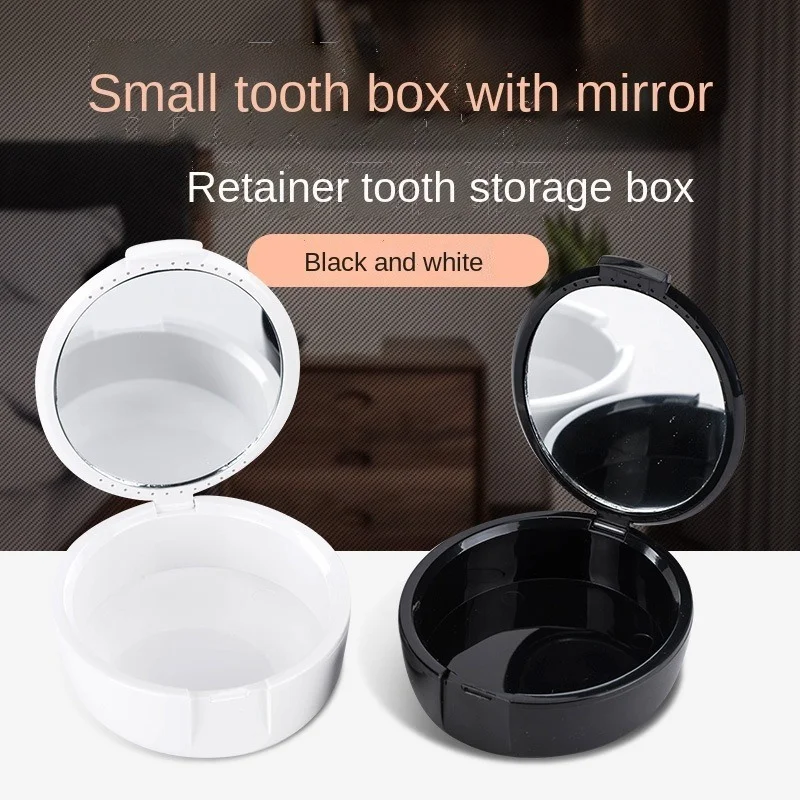 

Oval Denture Bath Box Case Dental False Teeth Storage Box With Mirror Container Plastic Artificial Tooth Organizer Teeth Care