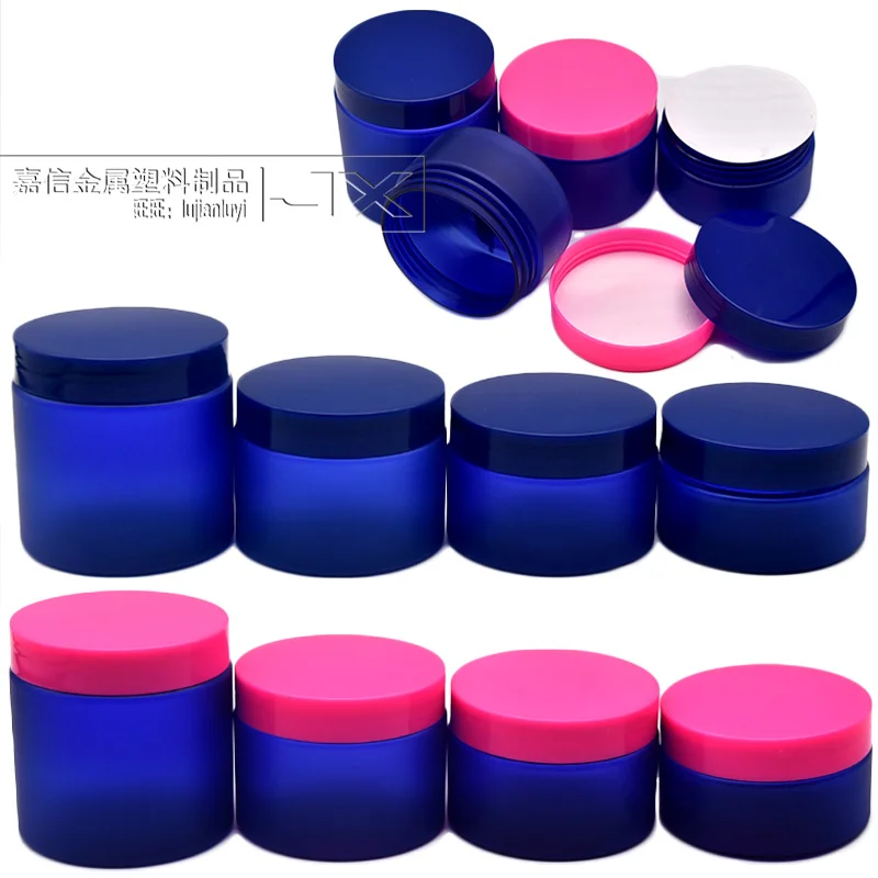 30pcs blue plastic cover 200ml 100ml freezing cream packaging honey bottle plum red 150g eye sub container jars free shipping