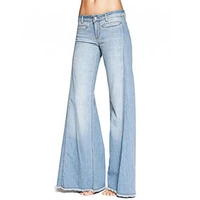 y2k casual loose wide leg pants new women washed mid waist baggy flared jeans vintage solid blue full length mom denim trousers
