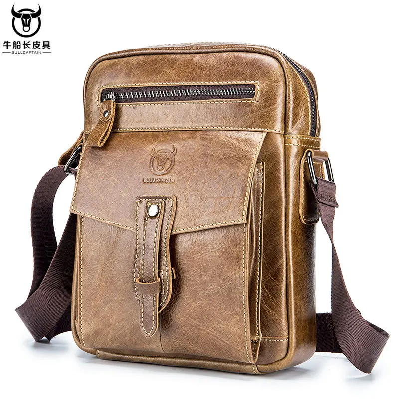 

Captain Niu Leather Men's leather Single Shoulder Messenger Bag top leather large capacity business trend fashion briefcase