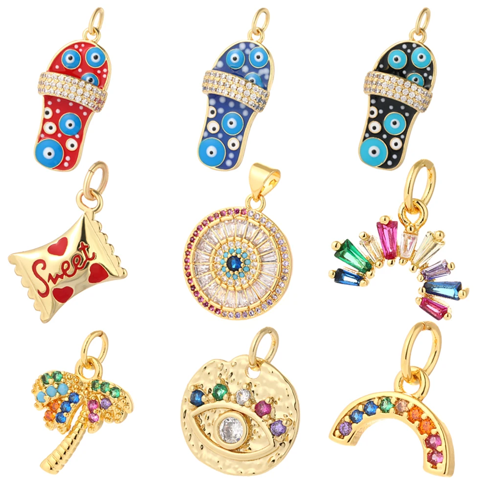 

Rainbow Gold Color Slippers Pendant for Necklace Jewelry Making Supplies Charm Diy Handmake Pendant Sweet Candy Stainless Charms