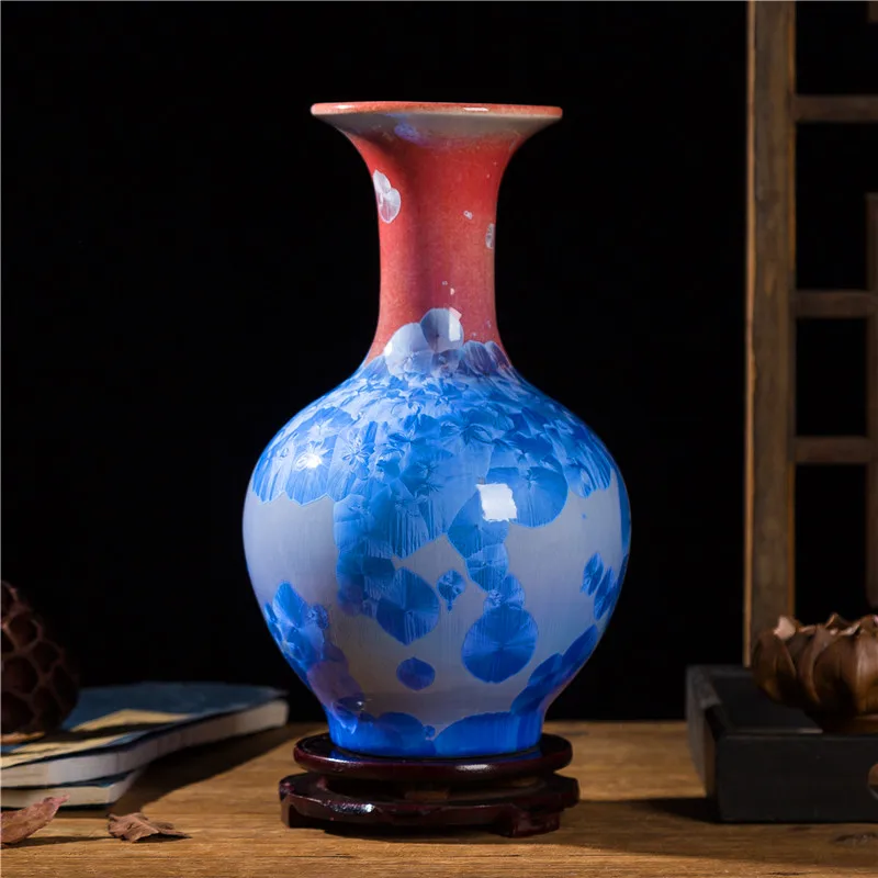 

Jingdezhen Ceramic Crystal Glazed Vase Home Accessories Living Room Study Entrance Desktop Flower Arrangement TV Cabinet Decorat