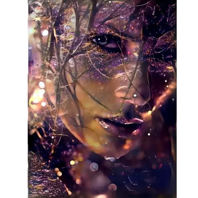 

Diamond Painting Beauty Face Full Diamond Mosaic Woman Portrait Jewelry Cross Stitch Painting By Numbers Decorative Paintings