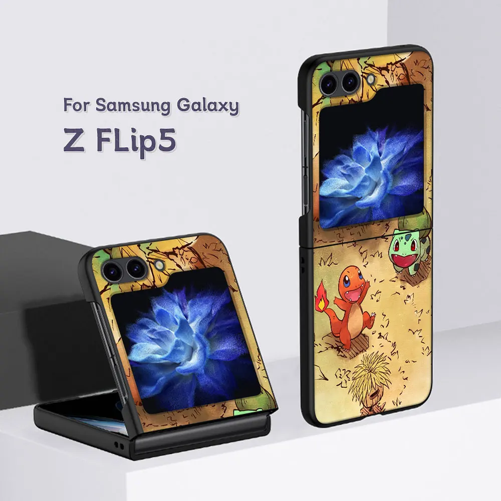 Gengar милый чехол P-ров-e-mon для Samsung Galaxy Z Flip5 Черный Твердый Флип 5 мобильный телефон