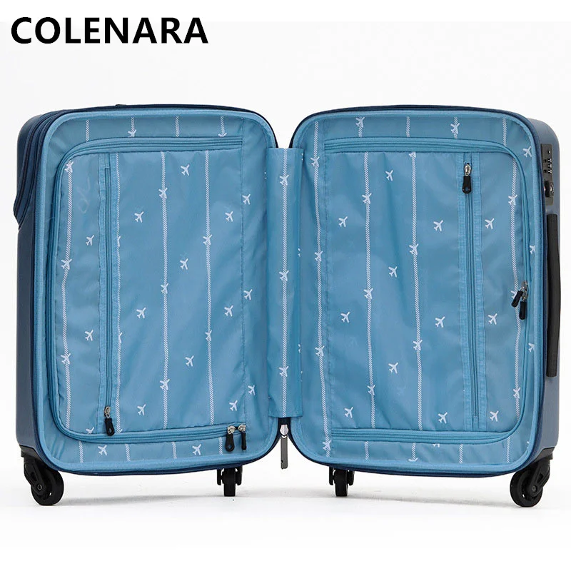 COLENARA Suitcase New Boys Trolley Bags Girls Open Before The Silent Multifunctional Boarding Boxes with Wheels Rolling Luggage