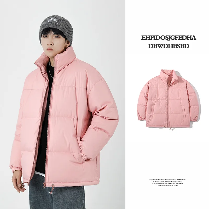 high quality! Couple's cotton jackets for men and women trend winter stand-up collar cold-proof solid color cotton jackets