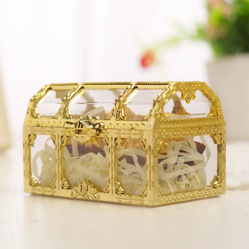

Vintage Mini Transparent Pirate Treasure Storage Box Organizer Earrings Crystal Gem Jewelry Trinket Women Candy Chocolate Box