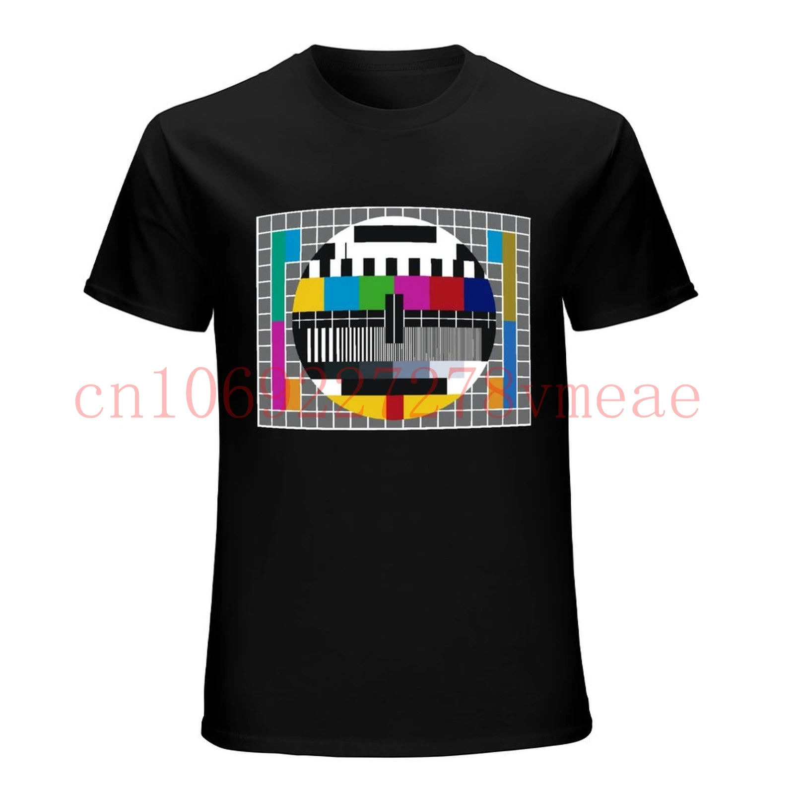 Моноскоп ТВ-знак Тестовая карта Ретро 100% хлопок Футболка ТВ Цвета Идея Крутой