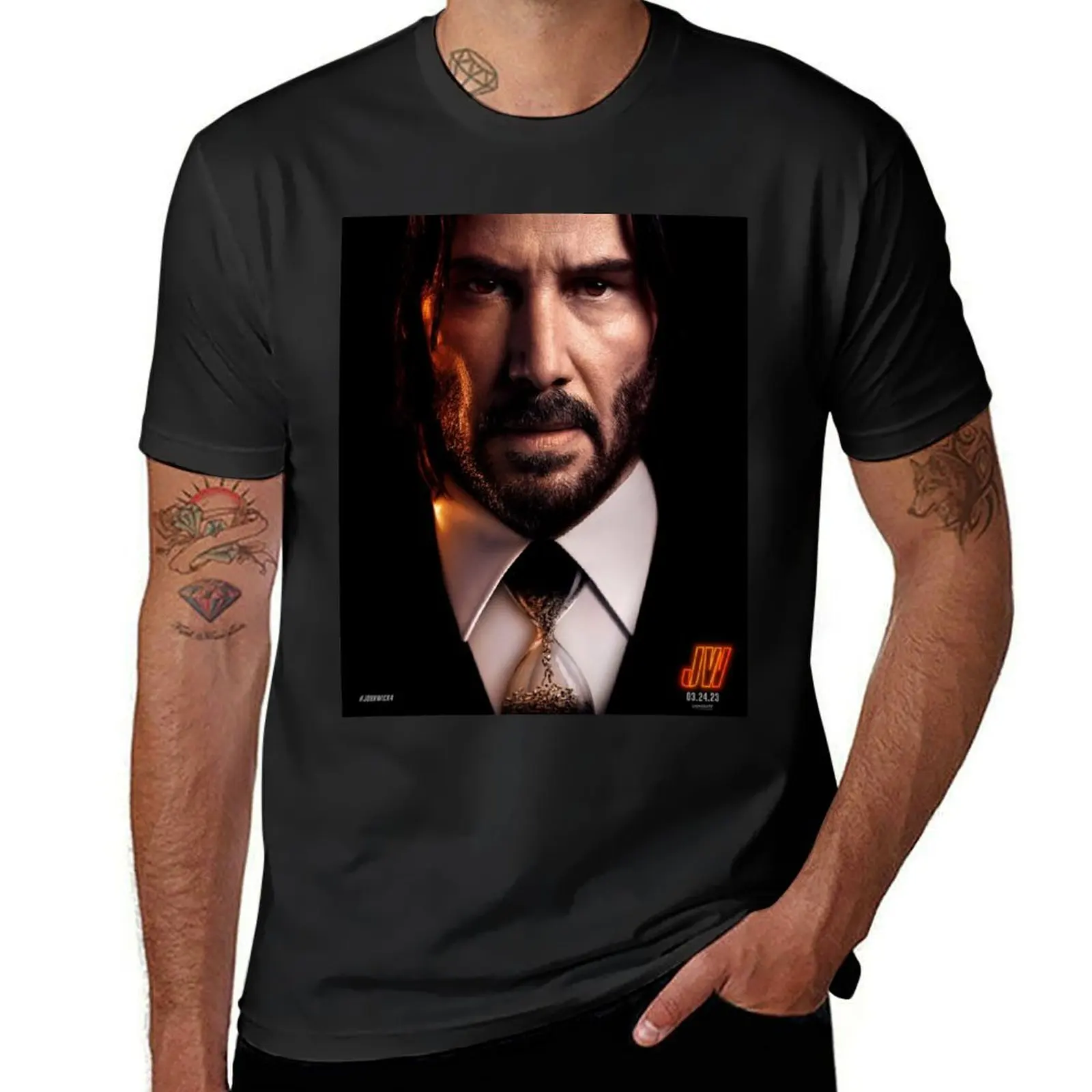 Мужские футболки большого размера Джон фитиль: черного цвета с надписью model 4