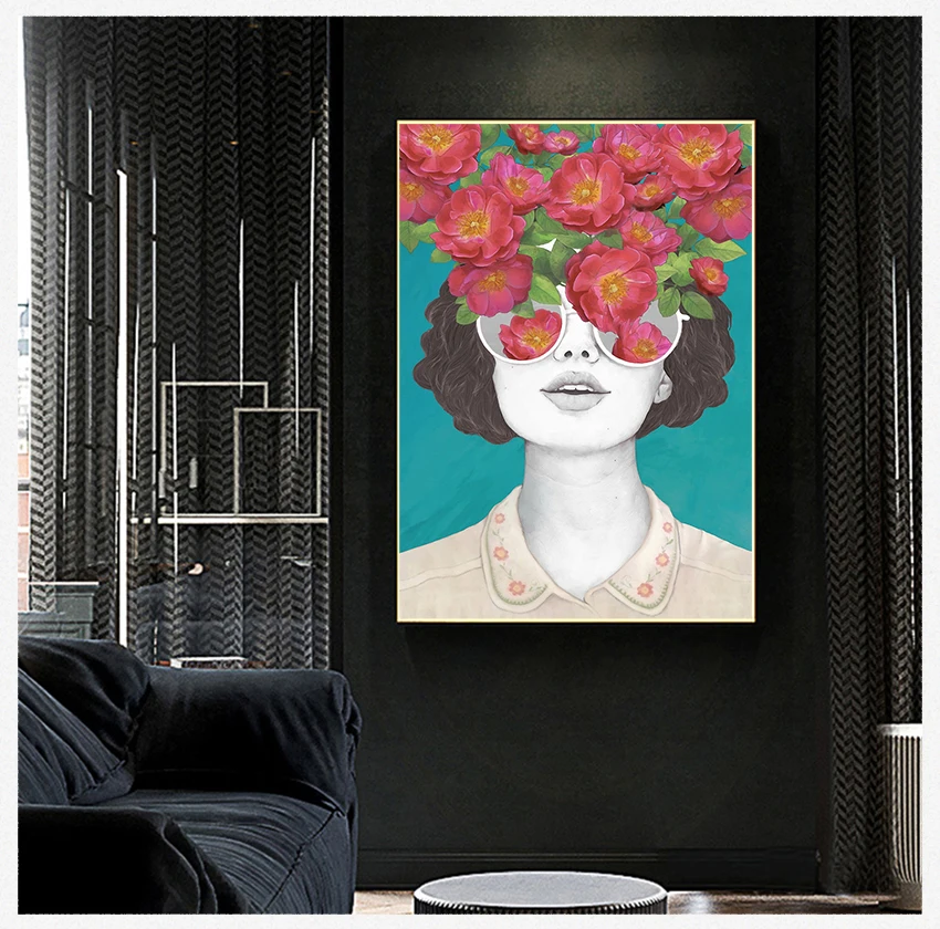 

Wall Art Canvas Painting Pictures For Living Room Scandinavian Home Decor ZeroC Nordic Posters And Prints Flower Girl Portrait