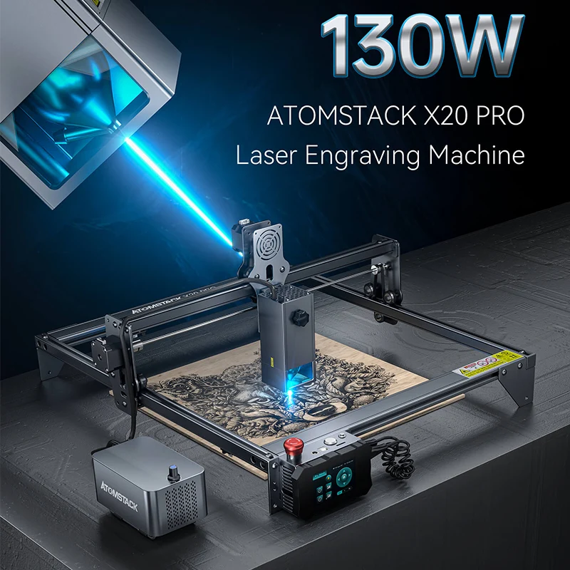 Atomstack X20 Pro 130W Quad-Laser Engraving and Cutting Machine Built-in Air Assist System 20W High Output Power CNC Engraver