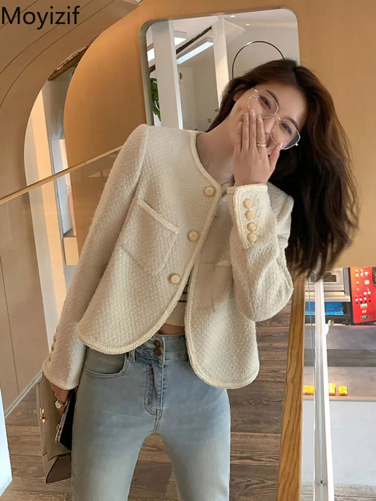 

Куртка женская твидовая в французском стиле, с круглым вырезом