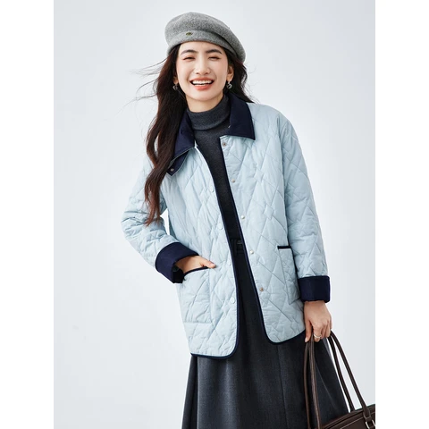Vimly женские стеганые парки голубые из хлопка