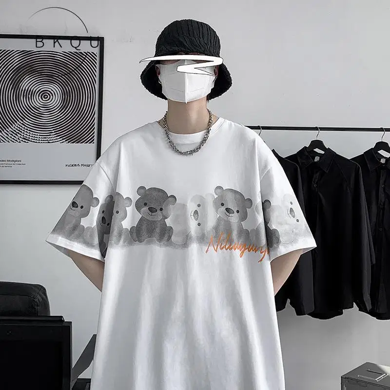 

Cartoon Pattern Short Sleeve T-shirt Men's Summer Loose Trendy Half Sleeve Hip Hop Half Sleeve Cotton T-shirt