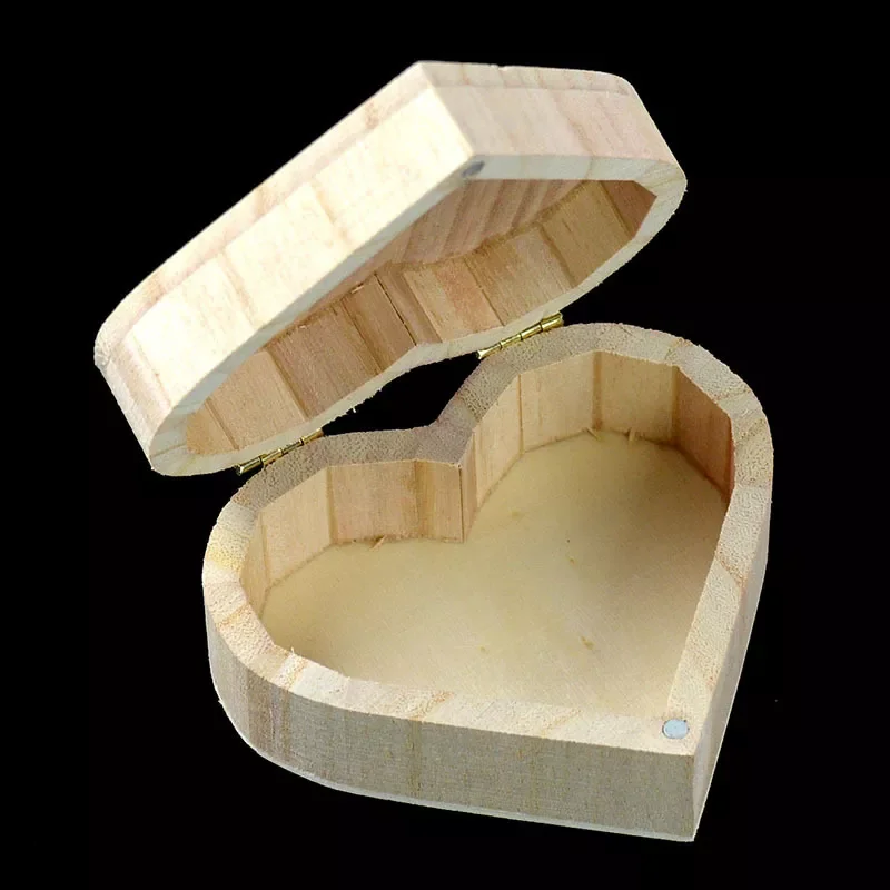 

Box Heart Shape Wood Box Jewelry Box Wedding Gift Makeup Cosmetic Earrings Ring Desk Rangement Make Up Wooden Organizer