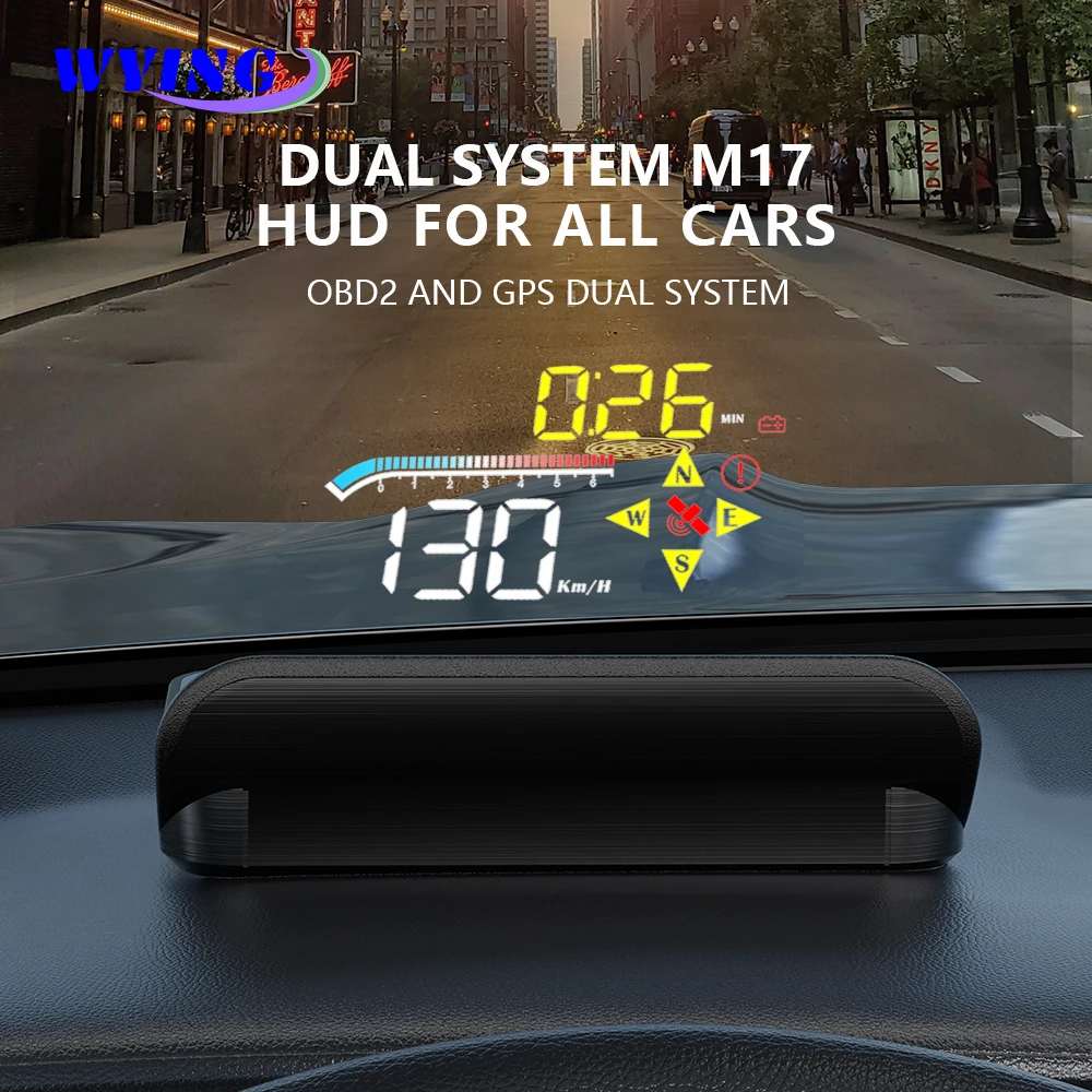 

WYING M17 OBD HUD Car Digital Speedometer Projector Auto Fuel Consumption Head-up Display GPS Projection On All Cars