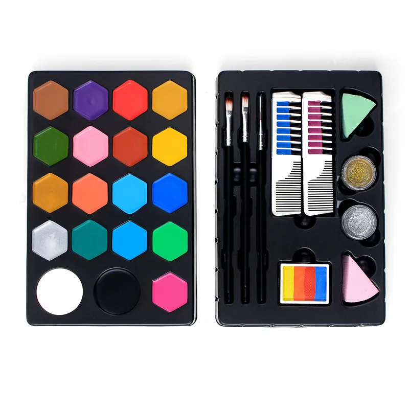 

Professional Face Paint Kit 19 Colors Face Painting Palette Set Water-Based Non-Toxic For Special Effects Makeup