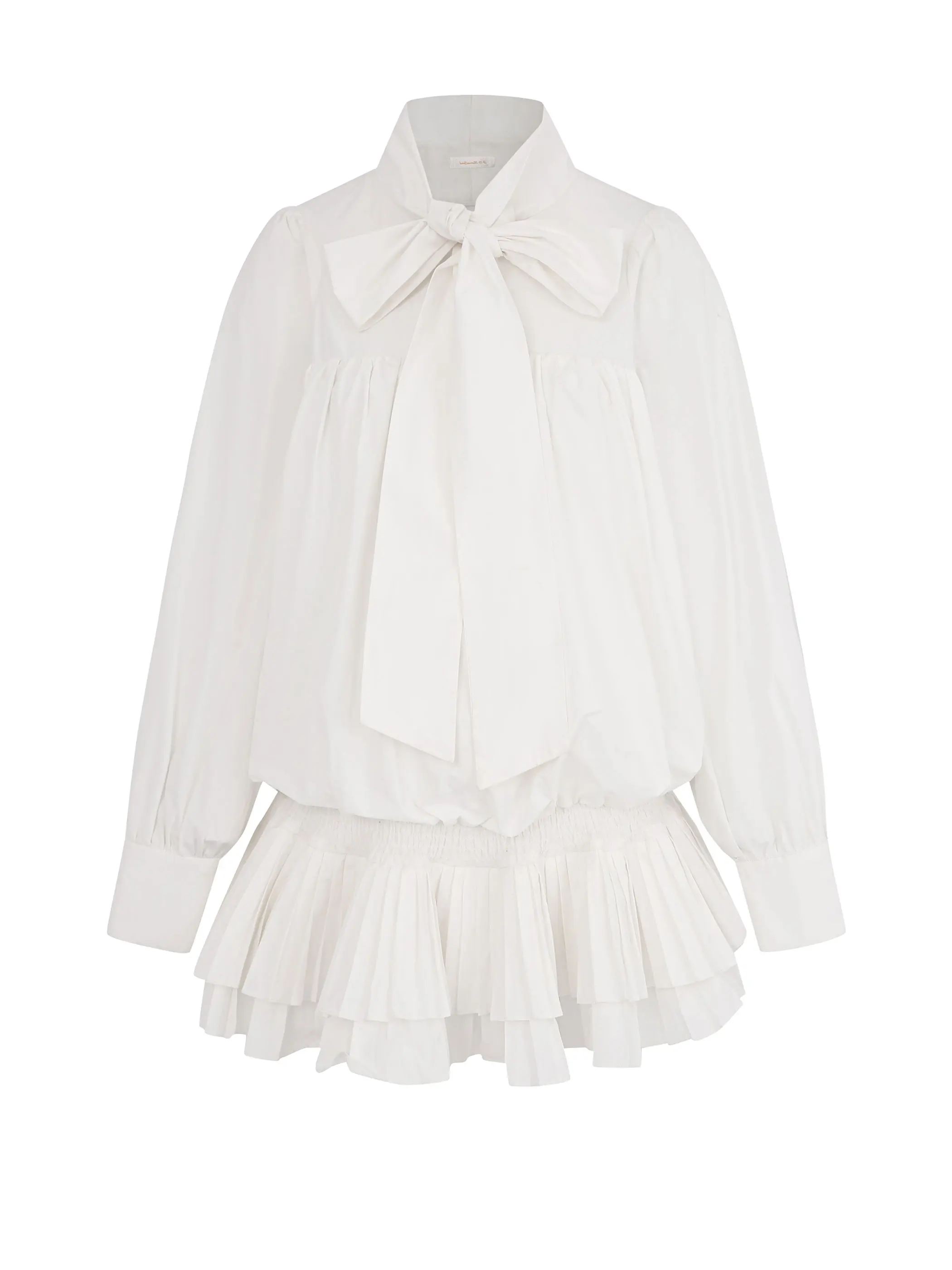 Плюс размер Niny Jia Белое плиссированное платье-рубашка на шнуровке с длинными