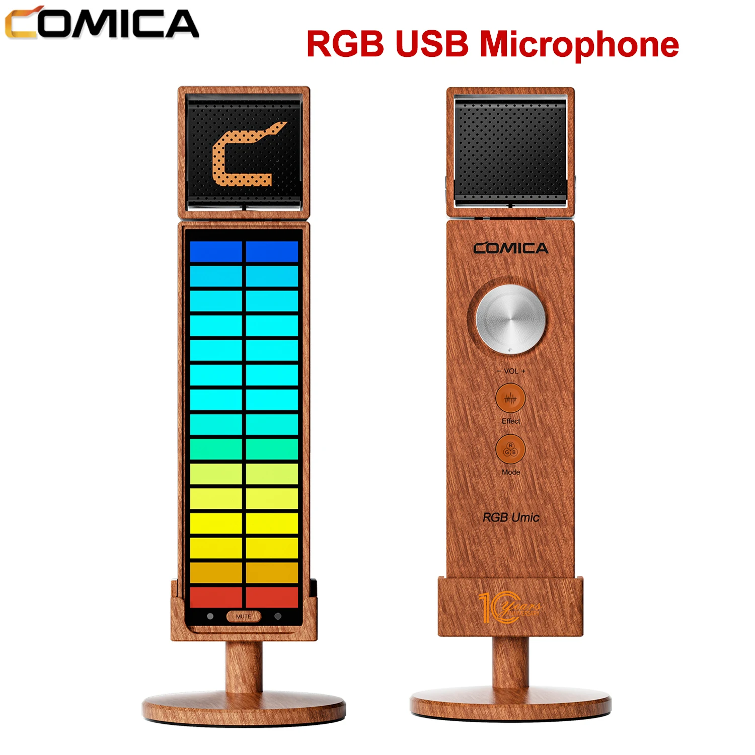 Comica Umic USB Microphone Cardioid Condenser Mic for YouTube Gaming Streaming RGB Light Effect for PC Laptop Tablet Smartphone